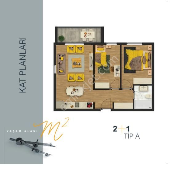 Bahar'dan Avlu1'de 2+1 Eşsiz Manzaralı Ara Kat Kiralık Daire - Görsel 33