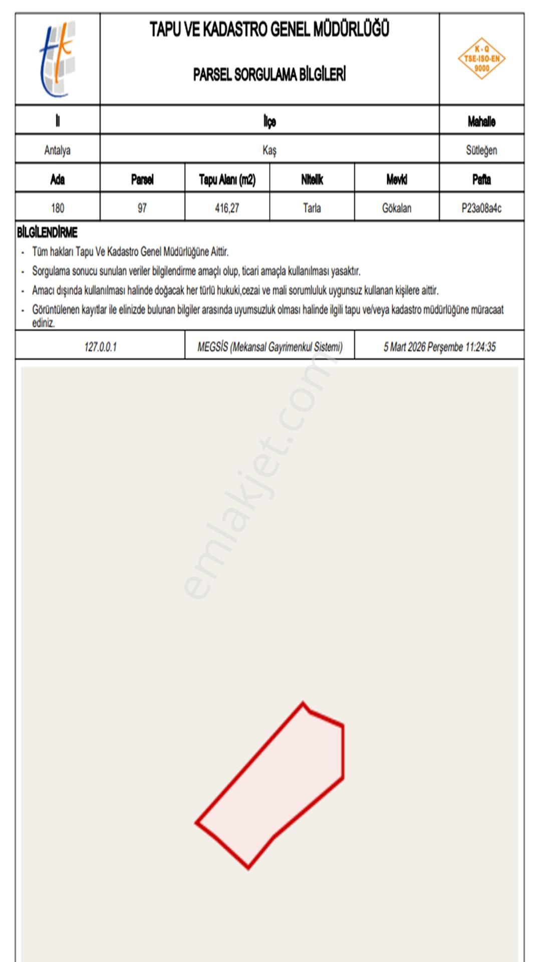 Kaş Sütleğen Köy İçi Konut İmarlı 416m2 Yola Yakın Satılık Arazi - Görsel 6