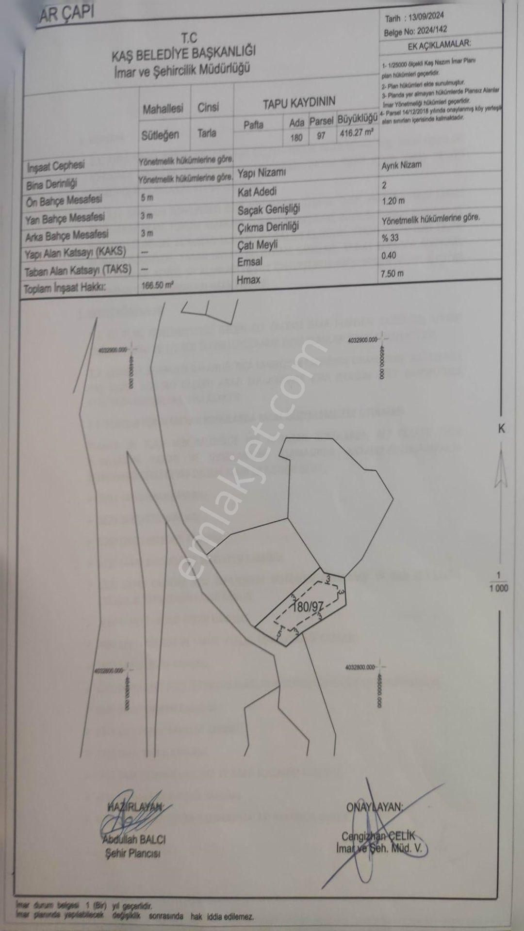 Kaş Sütleğen Köy İçi Konut İmarlı 416m2 Yola Yakın Satılık Arazi - Görsel 2