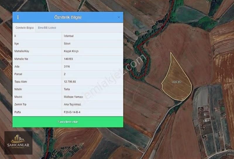 Silivri Küçük Kılıçlı Da Satılık Tek Tapu 12 800 M2 Tarla