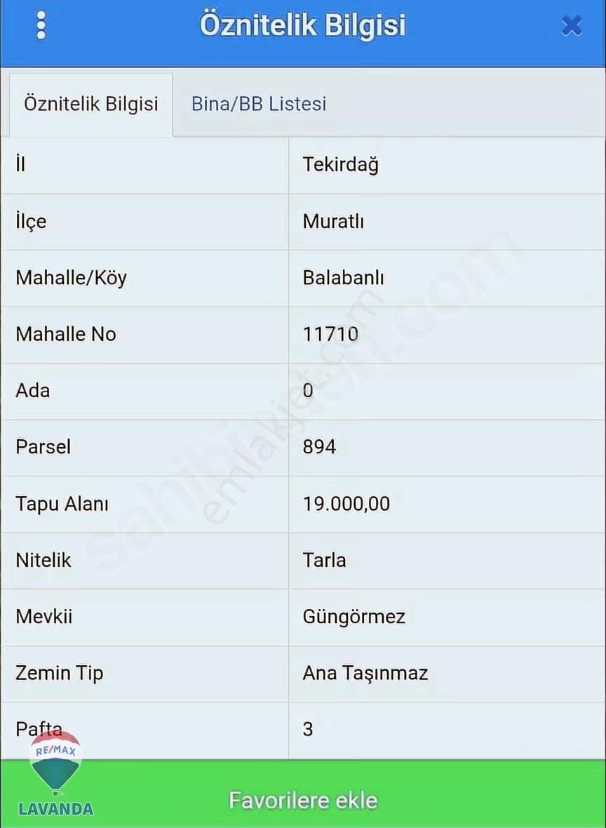 Remax Lavandadan Tekirdağ Muratlı Balabanlı Da Yatırımlık Tarla - Görsel 2