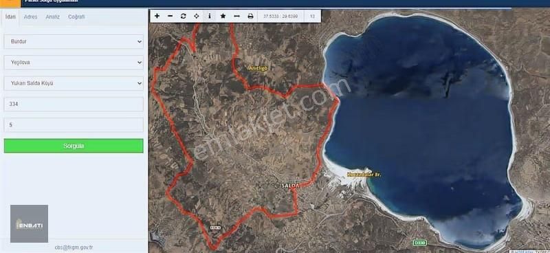 Salda Gölüne 4 Km Mesafede Satılık 2858 M² Tarla