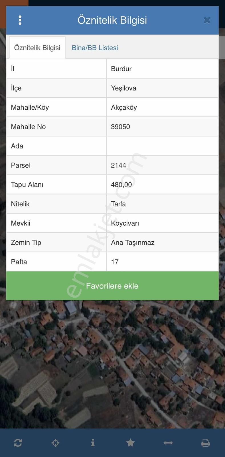 Burdur Yeşilova Akçaköy'de 480 M2 Satılık Tarla