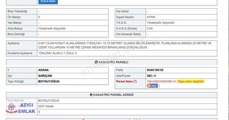 Atıcı' Dan Boynuyoğunda 0,90 Yoğunluklu 748 Metre Arsa - Görsel 2