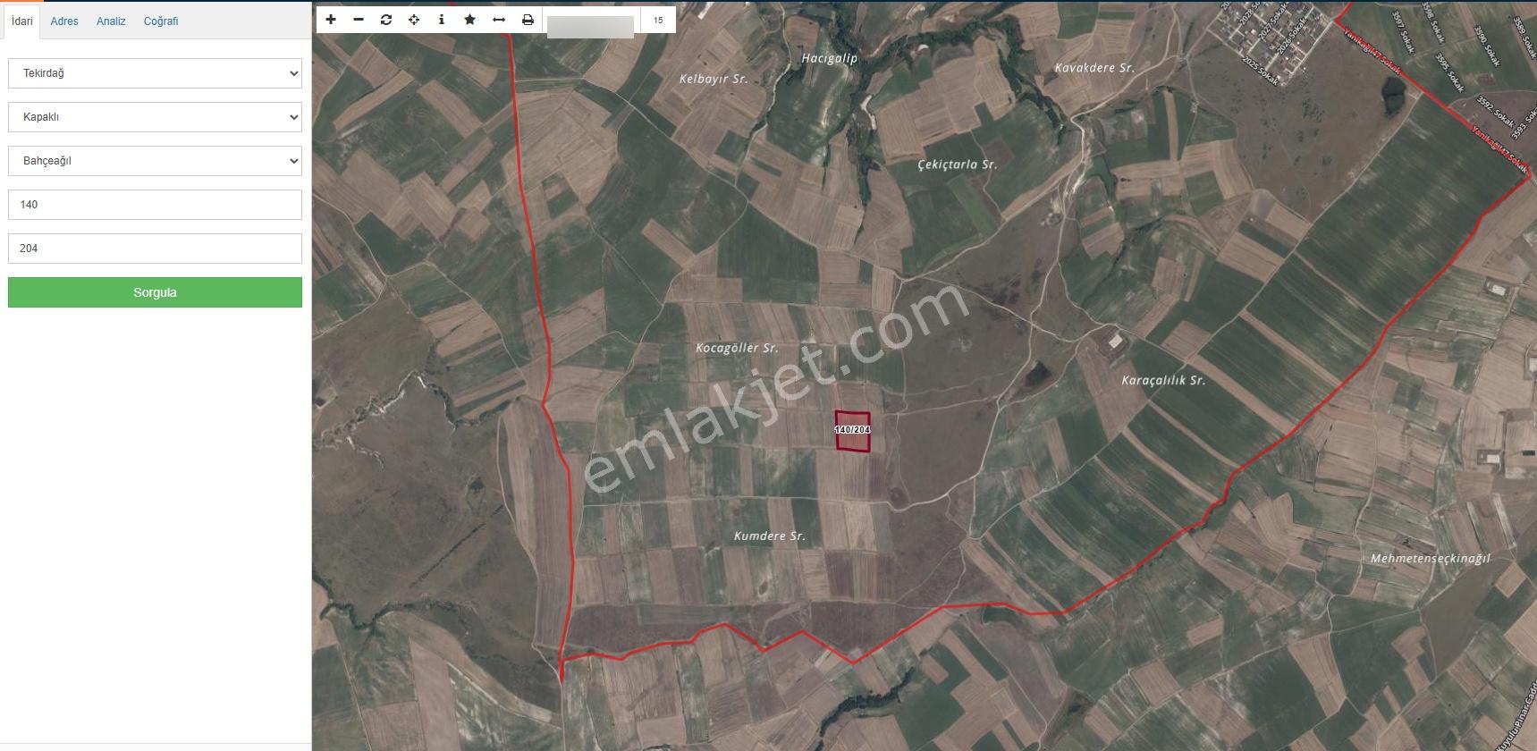 Kapaklı Bahçeağıl Mevkiinde Yatırımlık Satılık Verimli Tarla