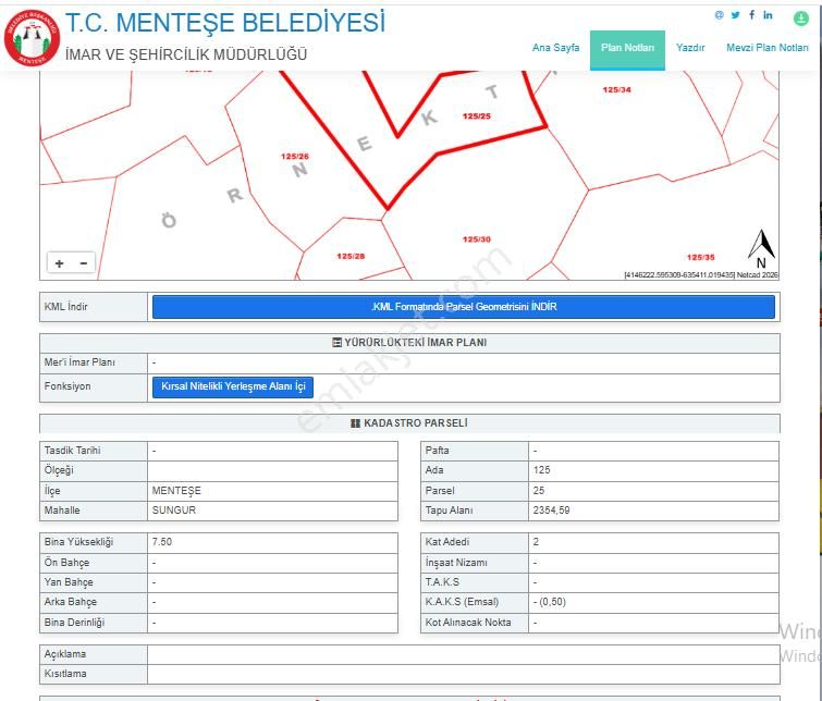 Menteşe Sungur Mahallesı 2354 M2 Satılık Tarla - Görsel 3