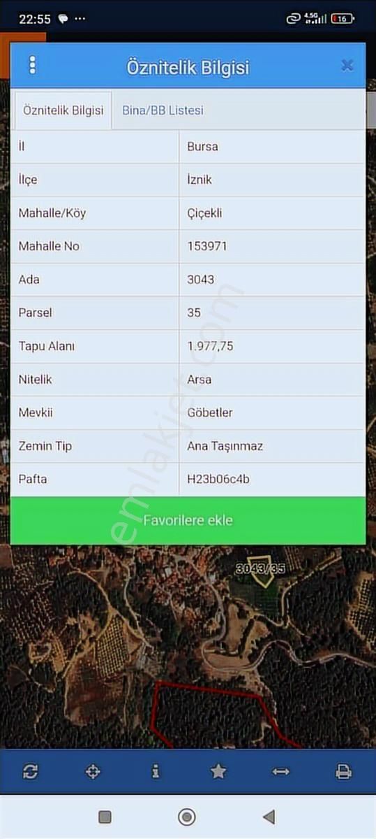 Bursa İznik Çiçekli Köyünde Eşsiz Konumda Yatırımlık Arsa