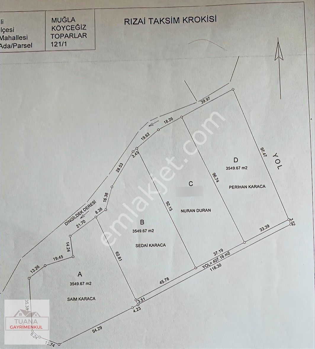 Tuana Emlak'tan Toparlar'da 3549m² Tarla (acil)