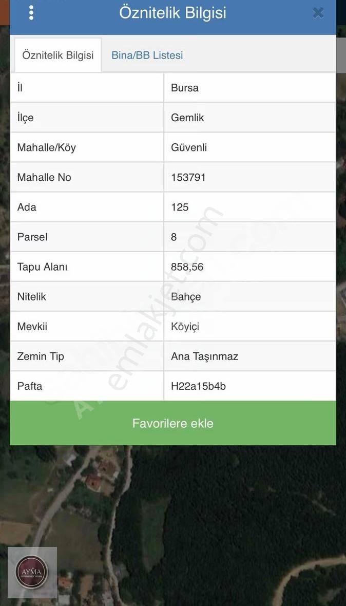 Gemlik Güvenli Köyü'nde 858m² İmarlı Arsa