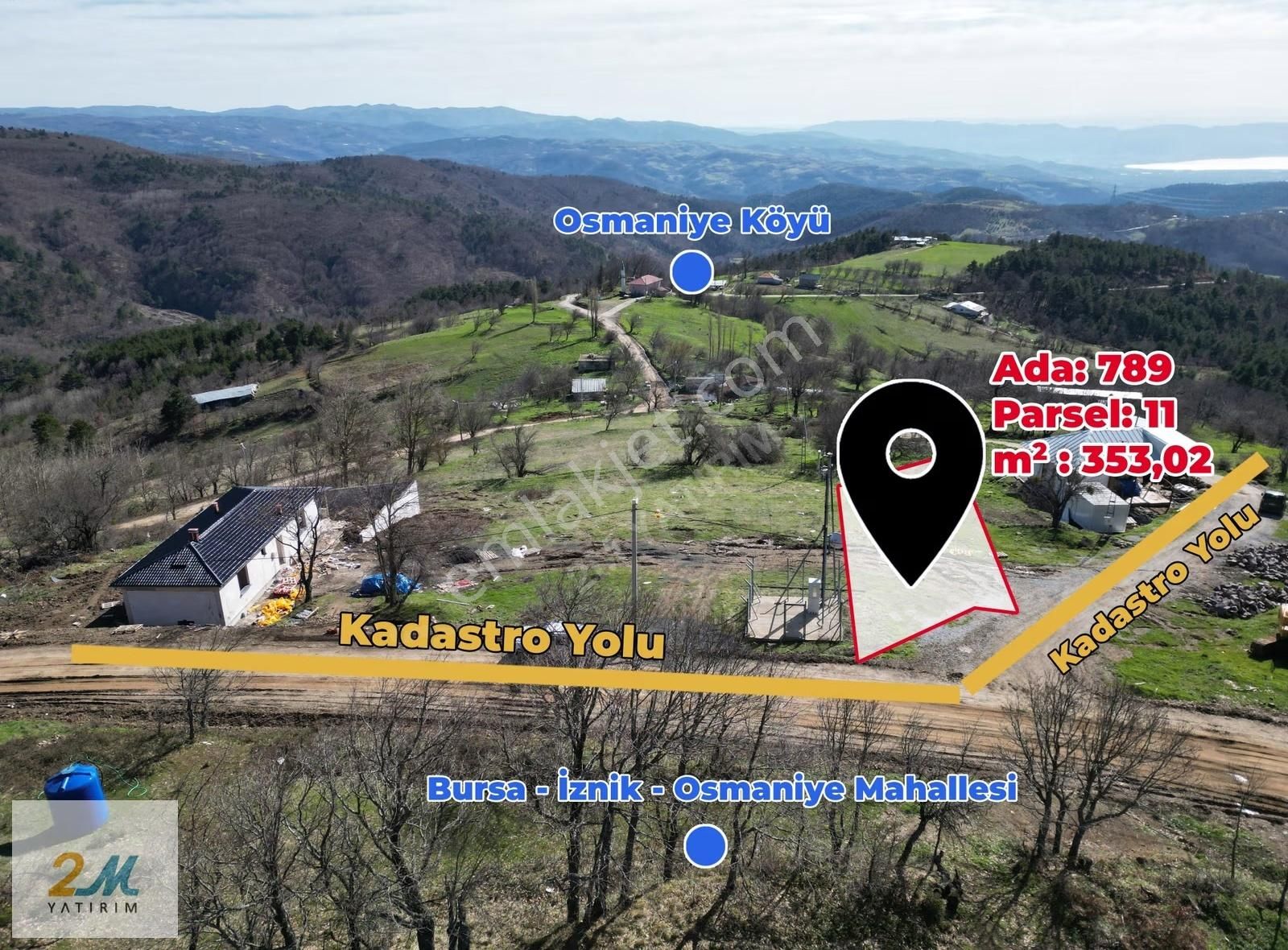 İznik Osmaniye'de Göl Manzaralı, Yola Cephe Yatırımlık Arsa