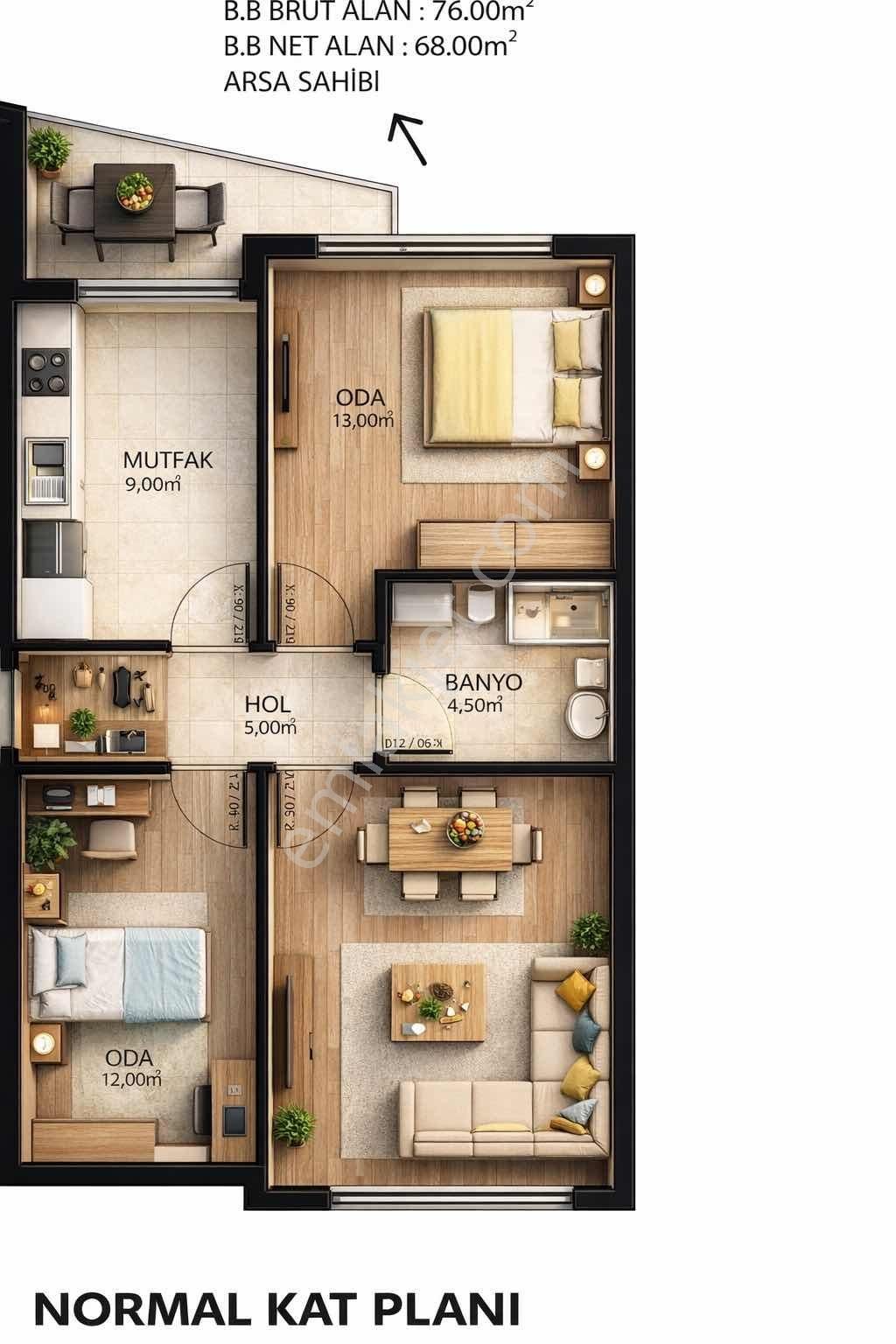 Özkanlar Pazar Yeri Yanı /2+1 Kaplı Mutfak / Park Cephe - Görsel 7