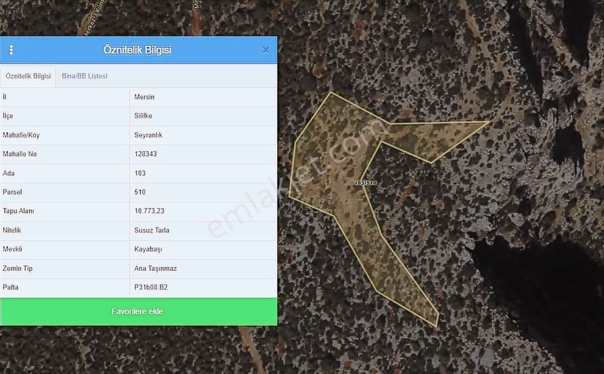 Silifke Seyranlık Mahallesi Deniz Manzaralı Satılık Parsel
