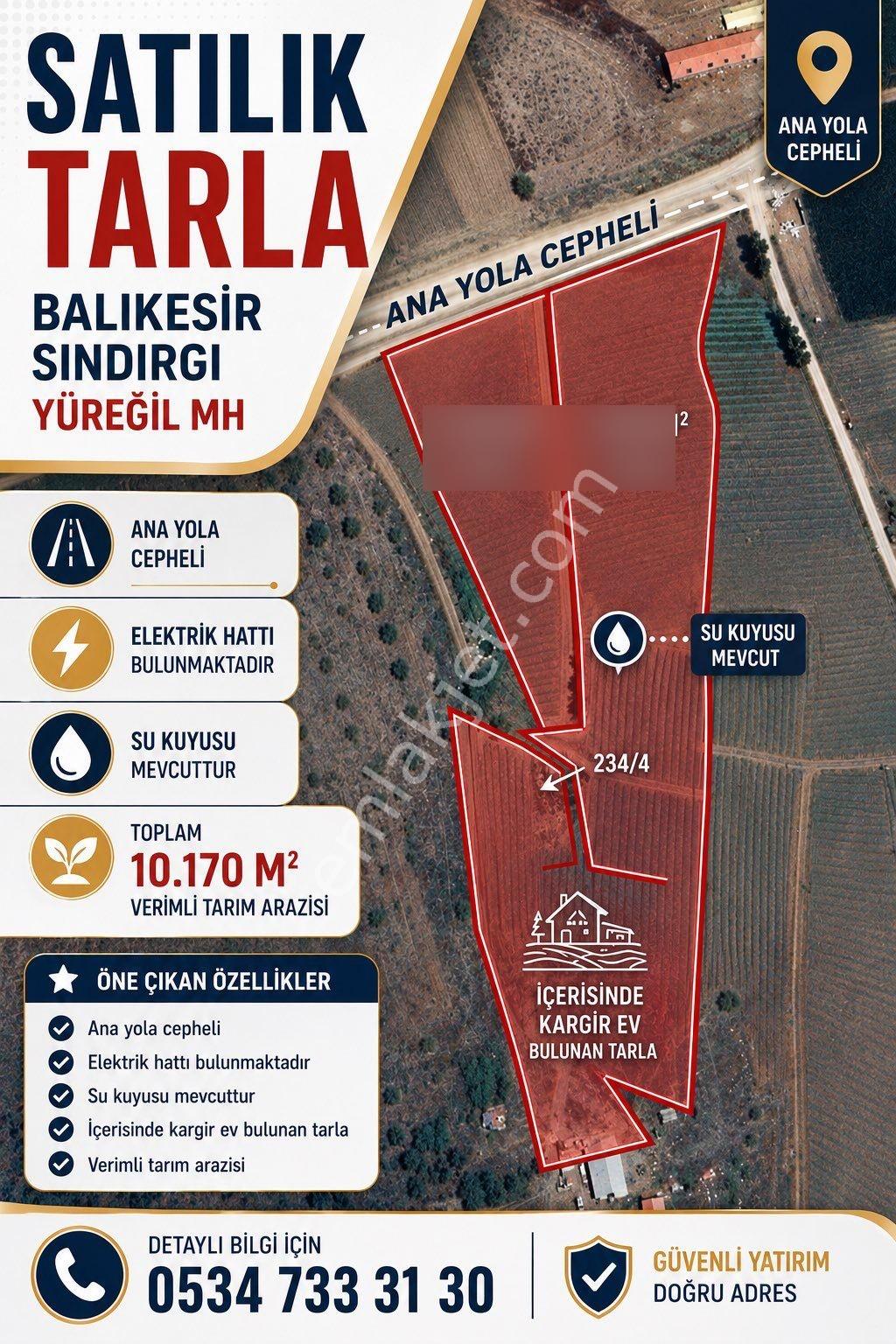 Sındırgı Yüreğil Mah Satılık Fırsat Arsa 10.170 M2
