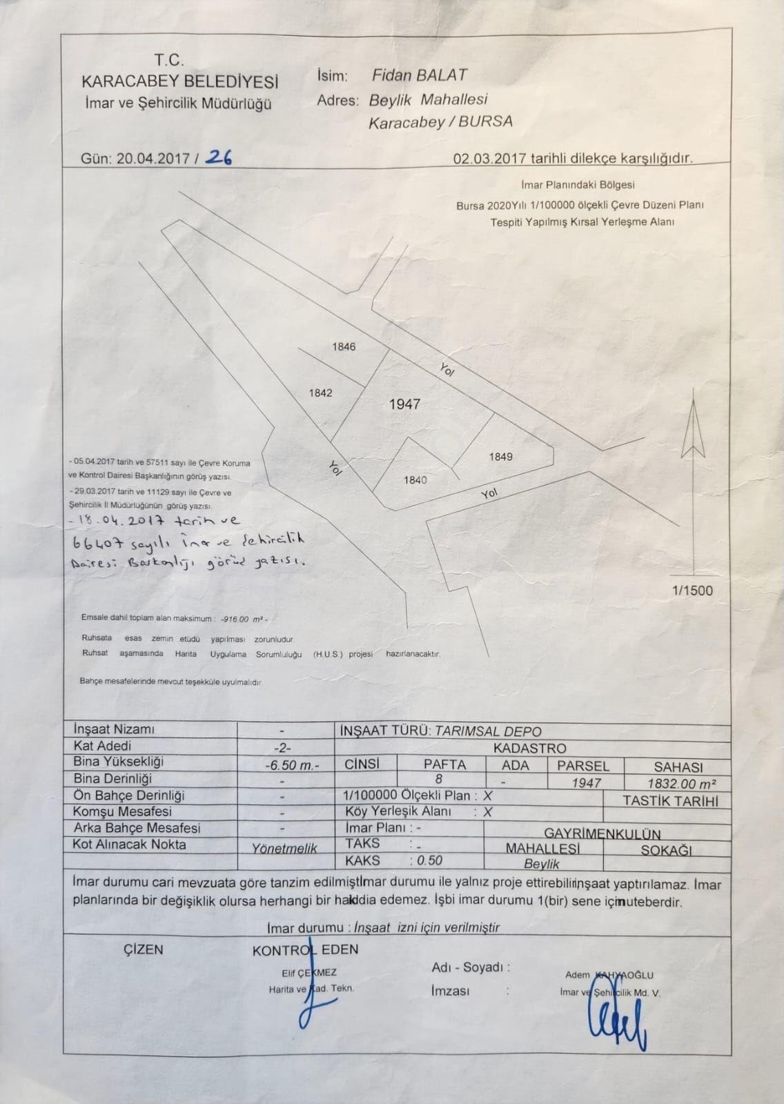 Karacabey Beylik'te 1832 M2 Arsa - Görsel 3