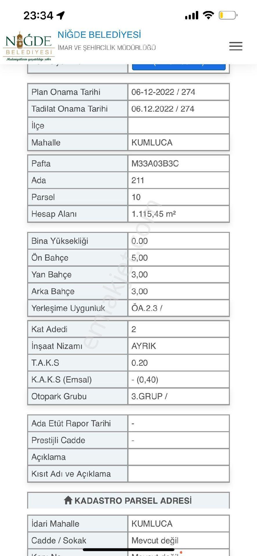 Satılık İmarlı 1115 M² Arsa Niğde Merkez Kumlucada Yatırımlık - Görsel 3