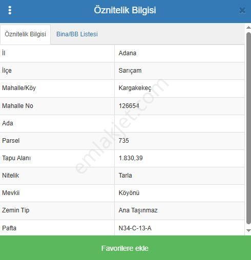 Adana Tek Tapu Sarıçam Kargakekeç Köyü Civarında 1830 M² Tarla Kadastro Yolu Mevcut 2,250,000tl - Görsel 3