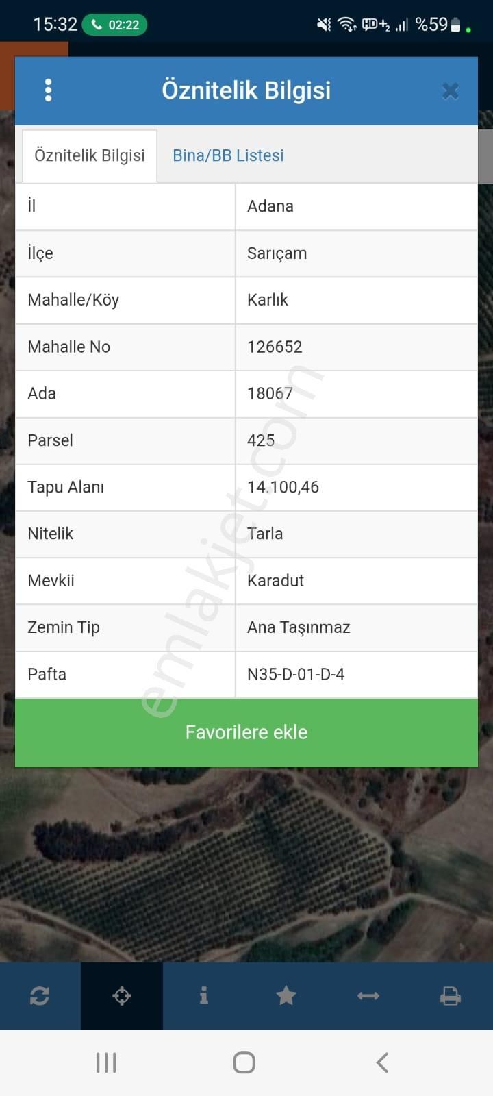 Sarıçam* Karlık* Satılık *tek Tapu *14.100m2 Tarlamız Pazarlık Mevcuttur.ömerli Pirilideki Arsalar