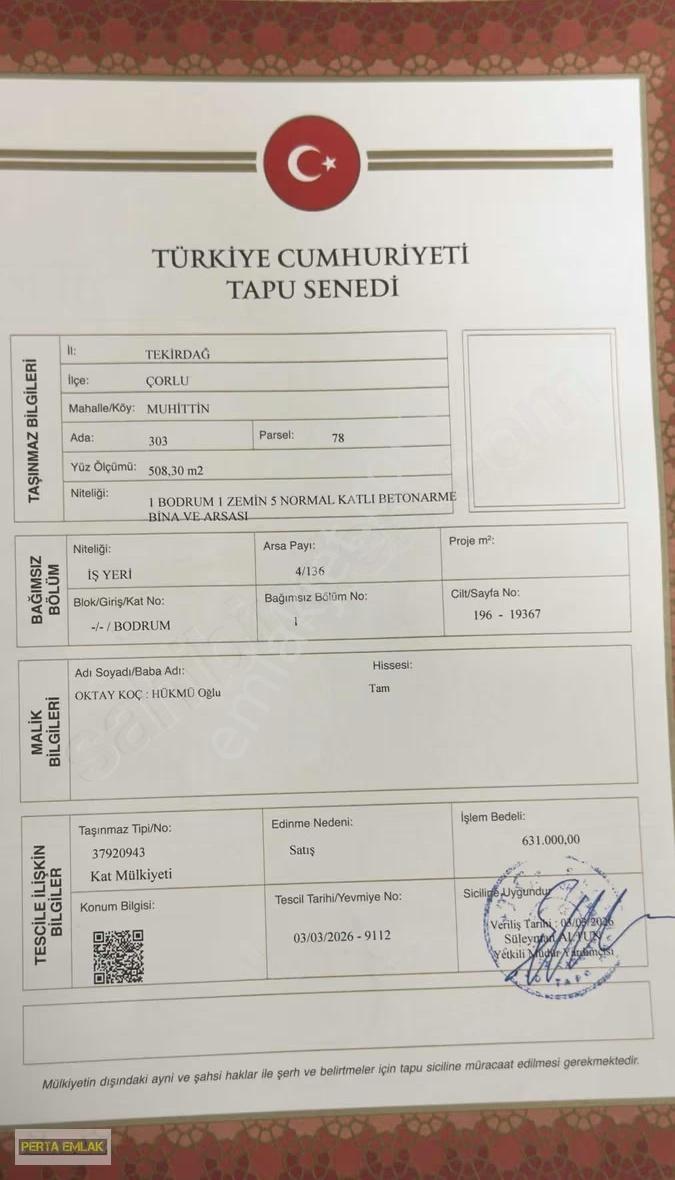 Çorlu Muhittin Mahallesi Satılık İş Yeri - Görsel 2