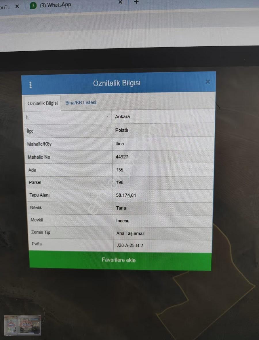 Polatlı Ilıca Köyün'de Satılık Tarla
