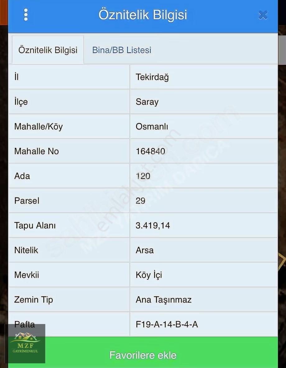Tekirdağ Saray Osmanlı Köyü İmarlı Muvafakatli Arazi