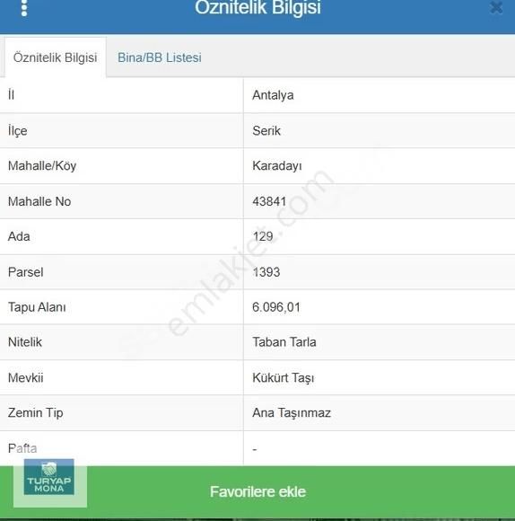 Serik Karadayı Satılık Verimli Portakal Bahçesi