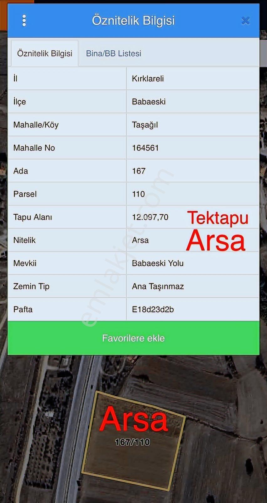 K.eli Babaeski Taşağıl. 12,097 Metre İnşatlık Arsa, Cadeye Cephe - Görsel 7