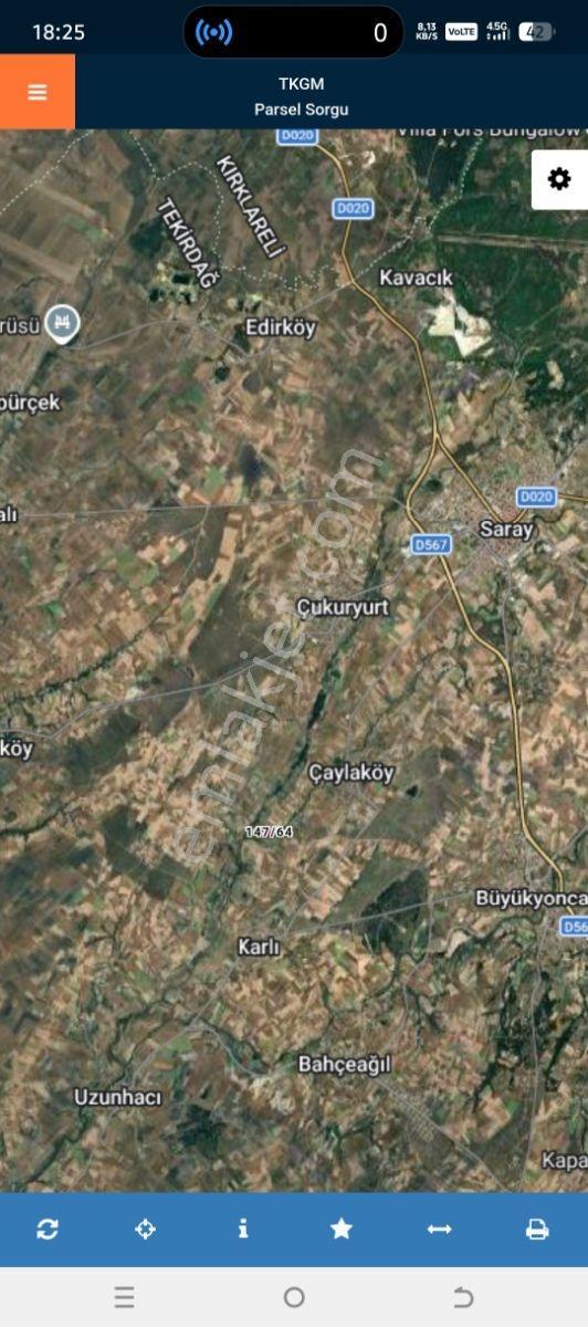Tekirdağ Saray Çayla Köyünde Satılık 658 M2 Tarla - Görsel 5
