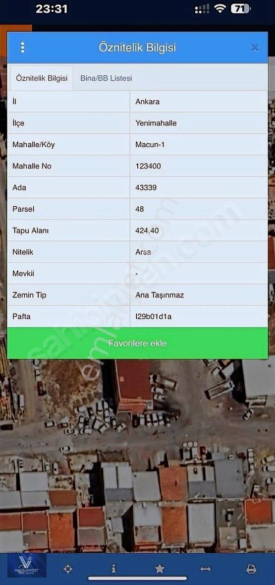 Osb Ostim'de Tek Tapu 424 M2 Ticari Sanayi Arsa