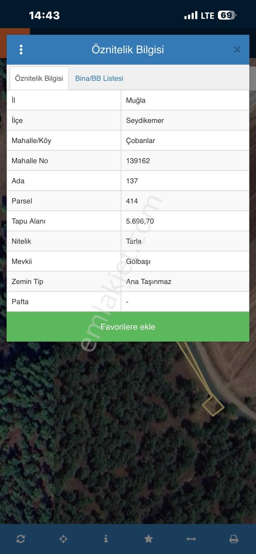 Seydikemer Çobanlar’da Satılık 780 M2 Tarla
