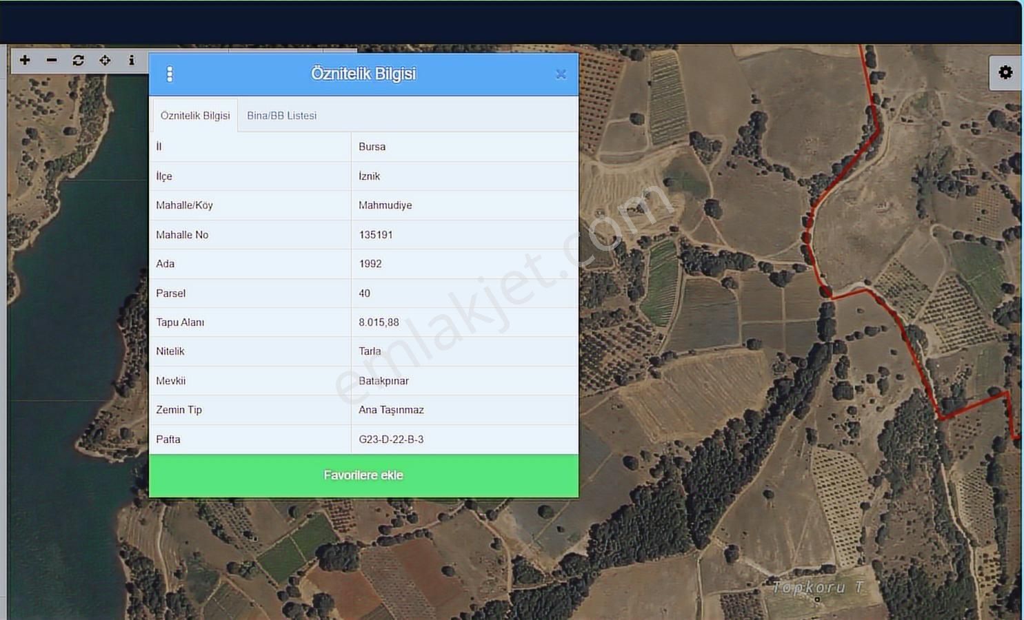Bursa İznik Mahmudiye 8.000 M² Satılık Tarla