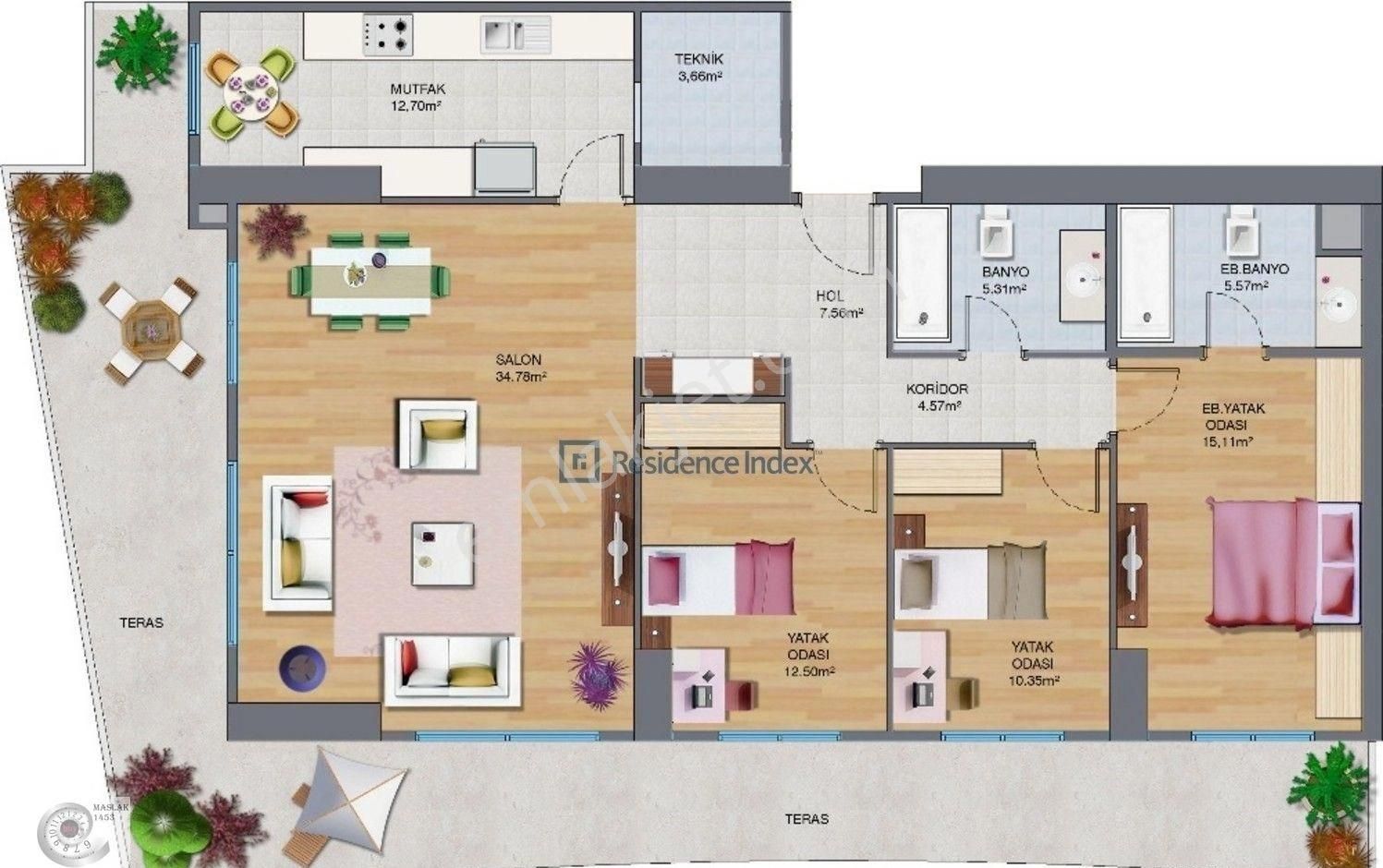 Maslak 1453 3+1 Eşyasız Boş Hemen Taşın Kiralık Daire Vadistanbul - Görsel 25