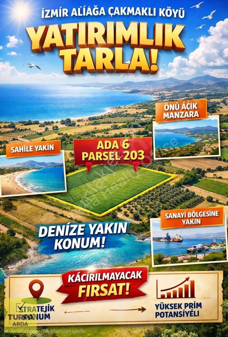İzmir Aliağa Çakmaklı Mahallesi Denize 750 Metre Tarla 1.000 M2 - Görsel 2