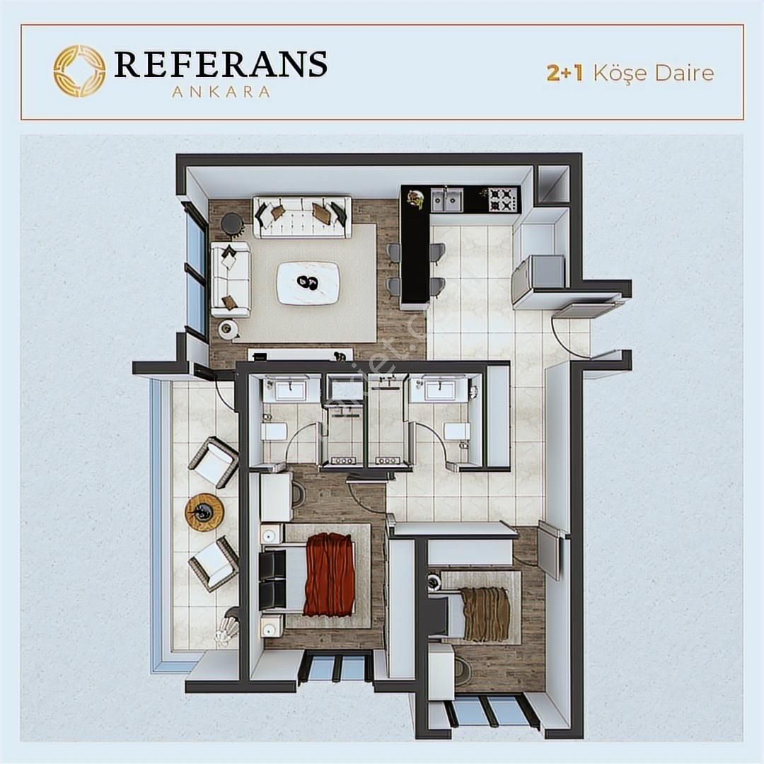 Referans Ankara'da 2+1 Eşyalı Cam Balkonlu Kiralık Daire/marka - Görsel 3