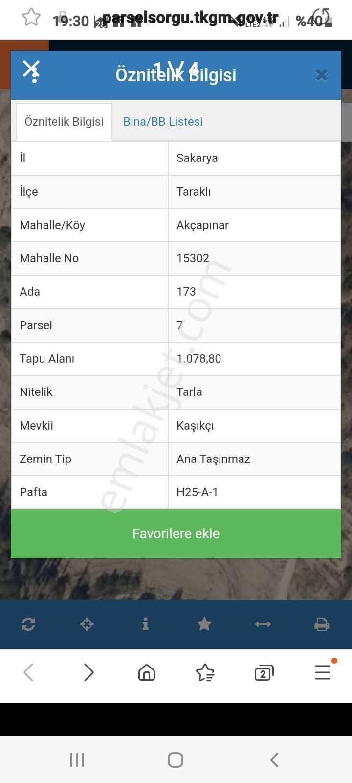 Sakarya Taraklı Akçapınar’da 1078 M² Yola Yakın Satılık Tarla - Görsel 3