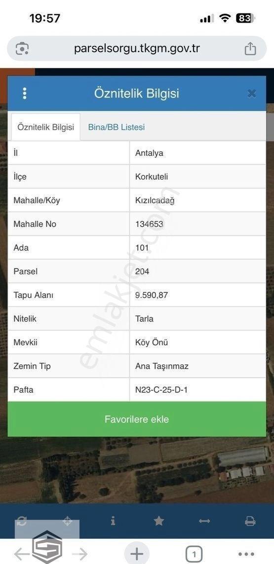 Antalya Korkuteli Kızılcadağ'da Rızai Taksimli 1650m2 Hisse