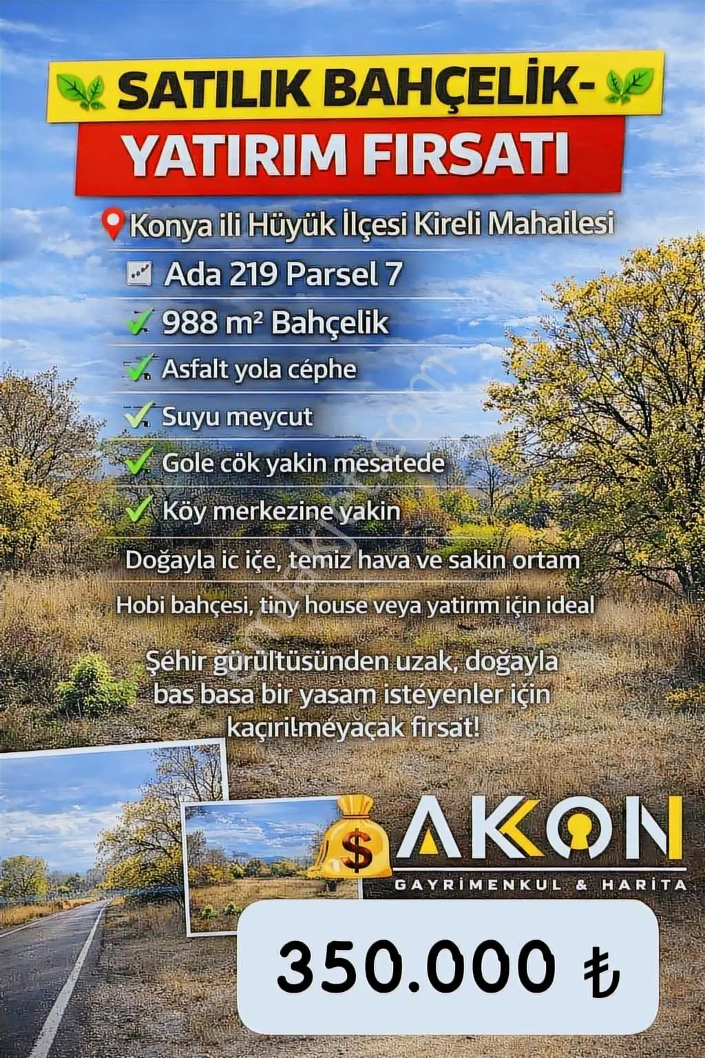 Asfalt Cephe Harika Bahçelik Sulak Tarla