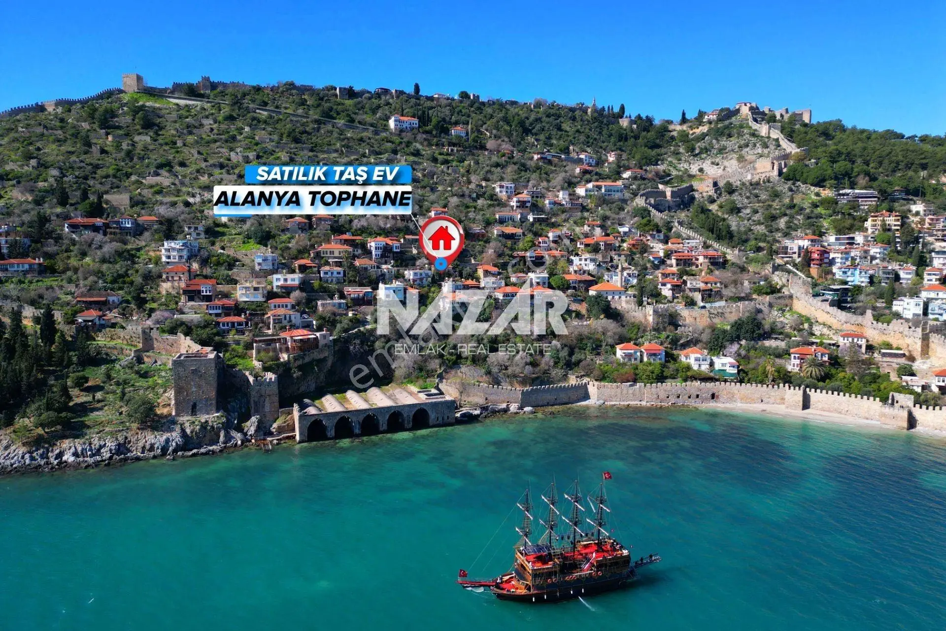Alanya Tophane’de Satılık Muhteşem Manzaralı Müstakil Tarihi Ev - Görsel 2