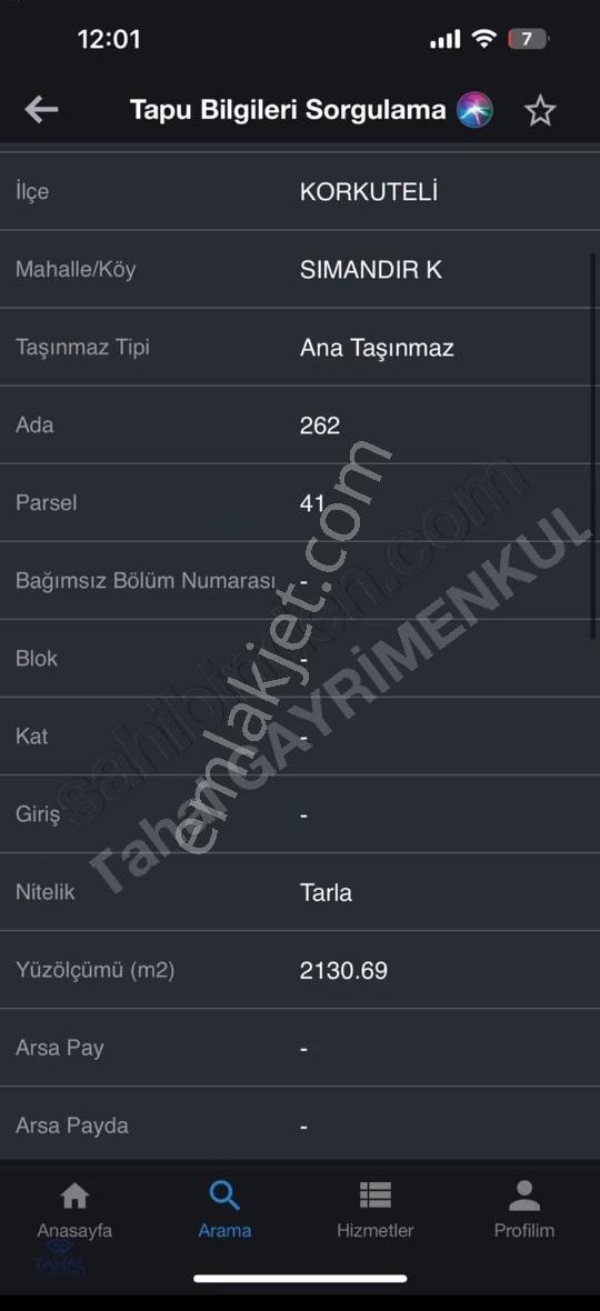Antalya Korkuteli Sımandır Mevkii Satılık 2130 M2 Tarla - Görsel 2