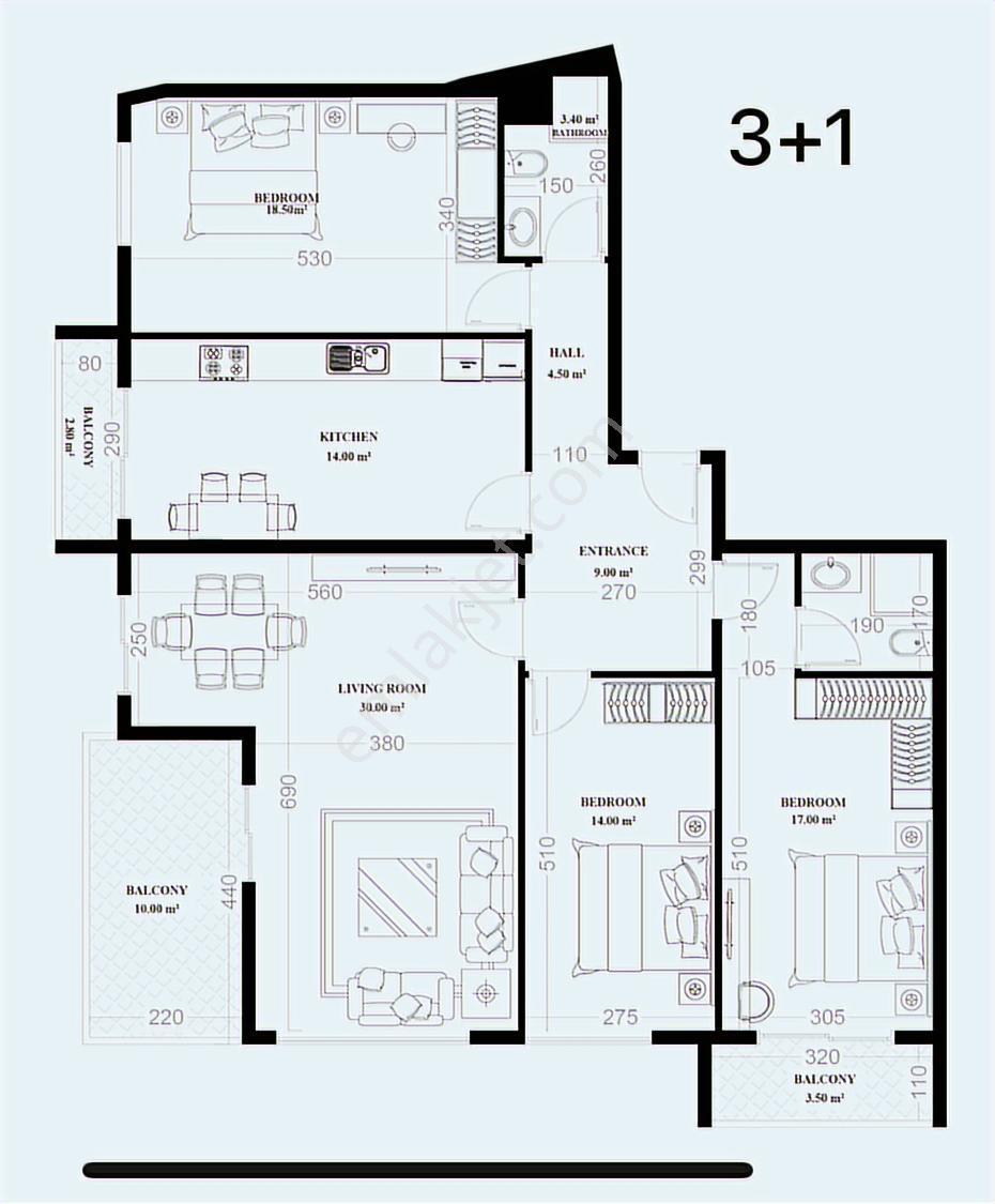 Yekta Alara City' De Ayrı Mutfak 3+1 Daire - Görsel 7