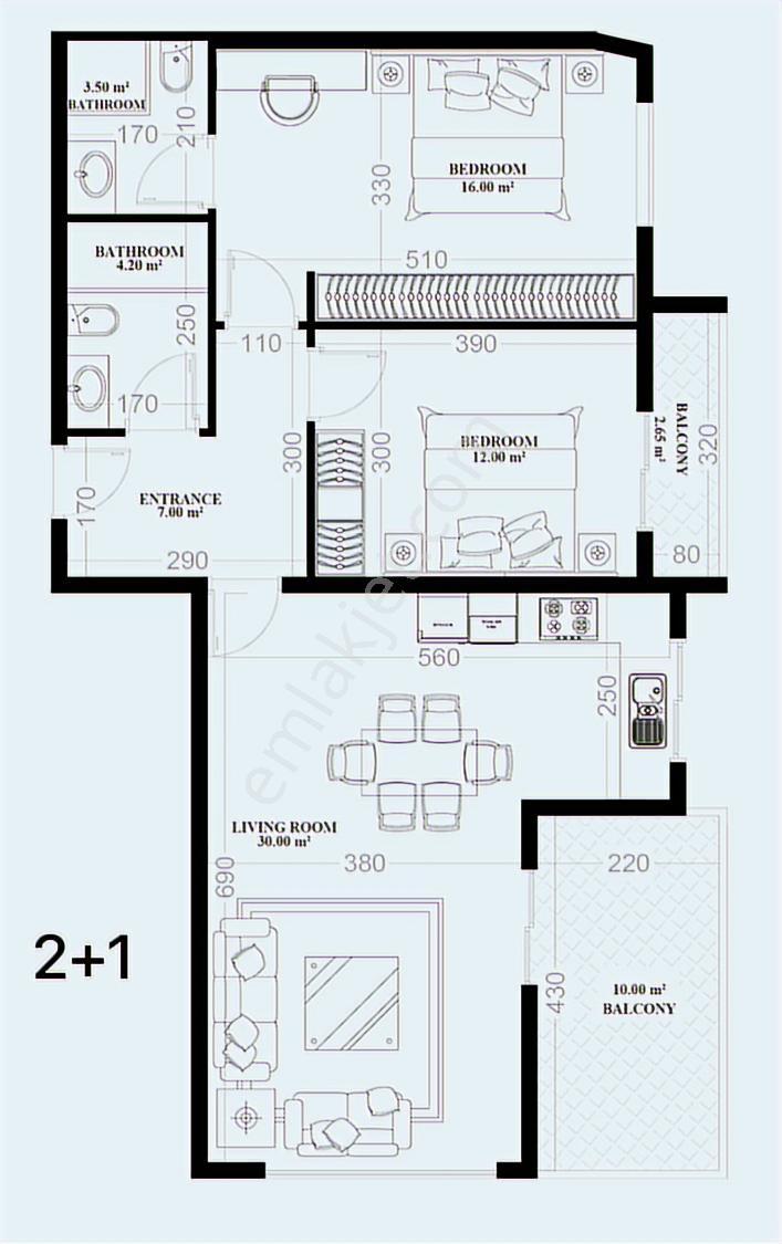 Yekta Alara City' De Güney Batı Cepheli 2+1 Daire - Görsel 11