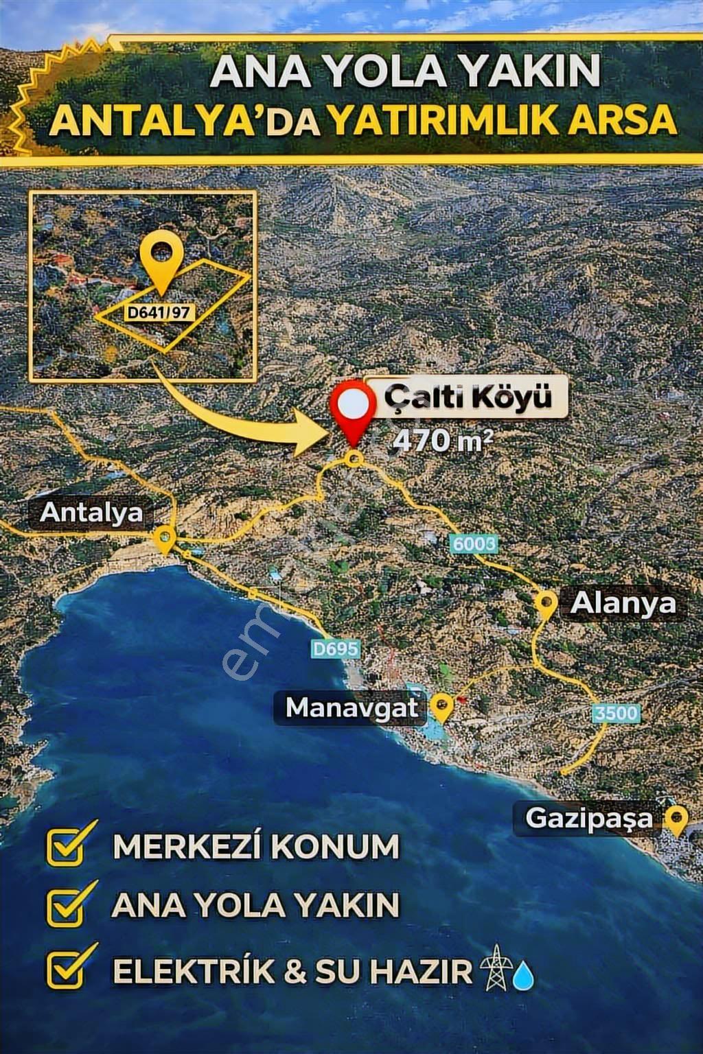Antalya Gündoğmuş Çaltı Yatırımlık Arsa - Görsel 3
