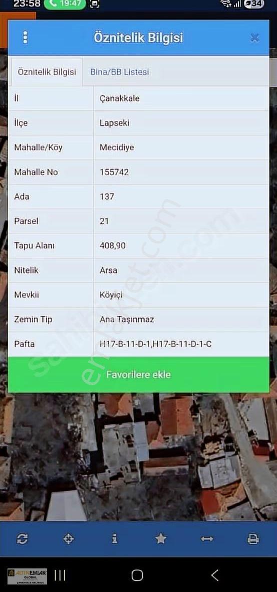 Altın Emlaktan Lapsekı Mecidiyeköy De İmarlı Satılık Arsa