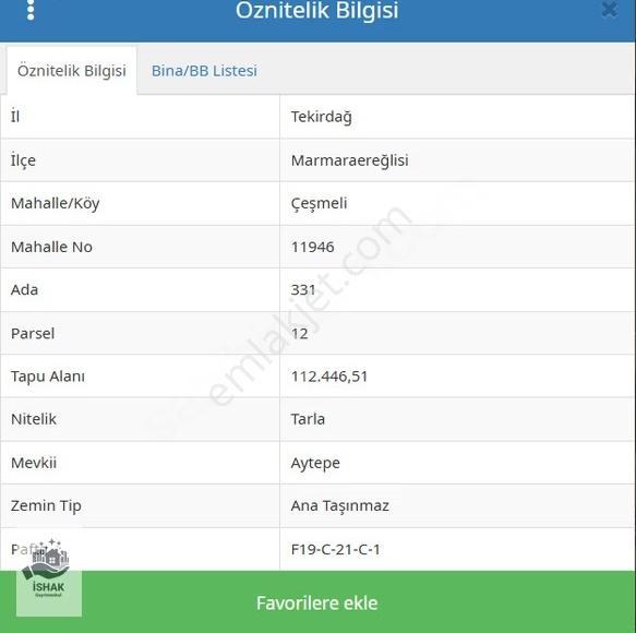 Tekirdağ Marmaraereğlisi Çeşmeli 331,12 Parselden Satılık Hisse - Görsel 2