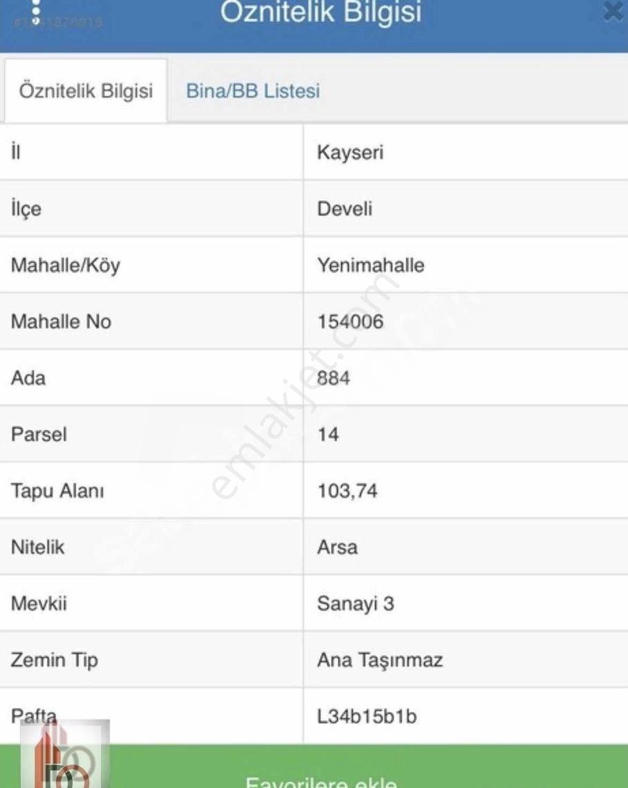 Develi Mevcut Sanayi'de Satılık Arsa - Görsel 2