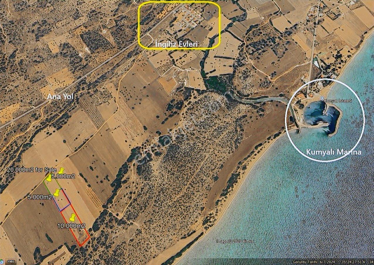 Kktc Kumyalı'da Turizm İmarlı Denize Nazır Satılık Arsa
