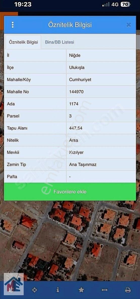 Ulukışla Cumhuriyet 3tarafı Yol Arsa