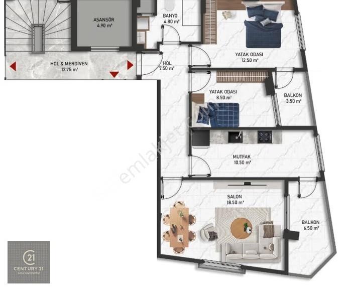 C21 Loca'dan Yıldız'da Satılık 2+1 Sıfır Daire - Görsel 15