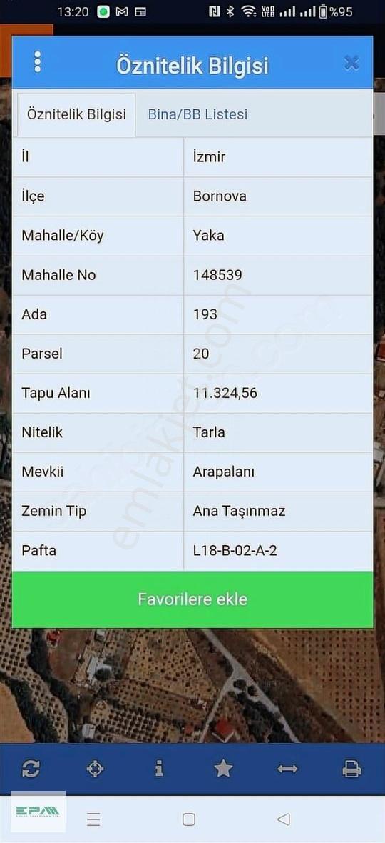 Bornova Yakaköy De Satılık Hisse Tapulu Parsel