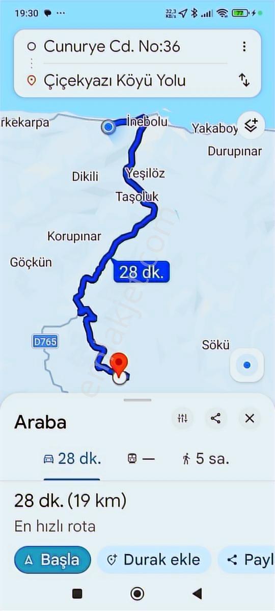 Zeybek'den İnebolu 1.875.m2 Çicekyazi Köy İçi Satılık Tarla ... - Görsel 3