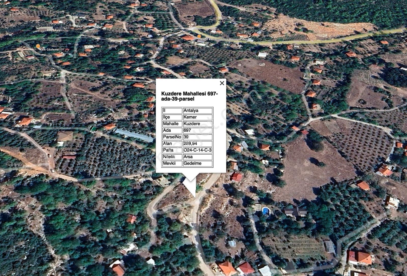 Antalya Kemer Kuzdere Gedelme'de Satılık 289 M2 Arsa - Görsel 2